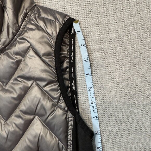 Calvin Klein Performance Womens Metallic Gray Puffer Vest Full Zip Size Small - Picture 14 of 15